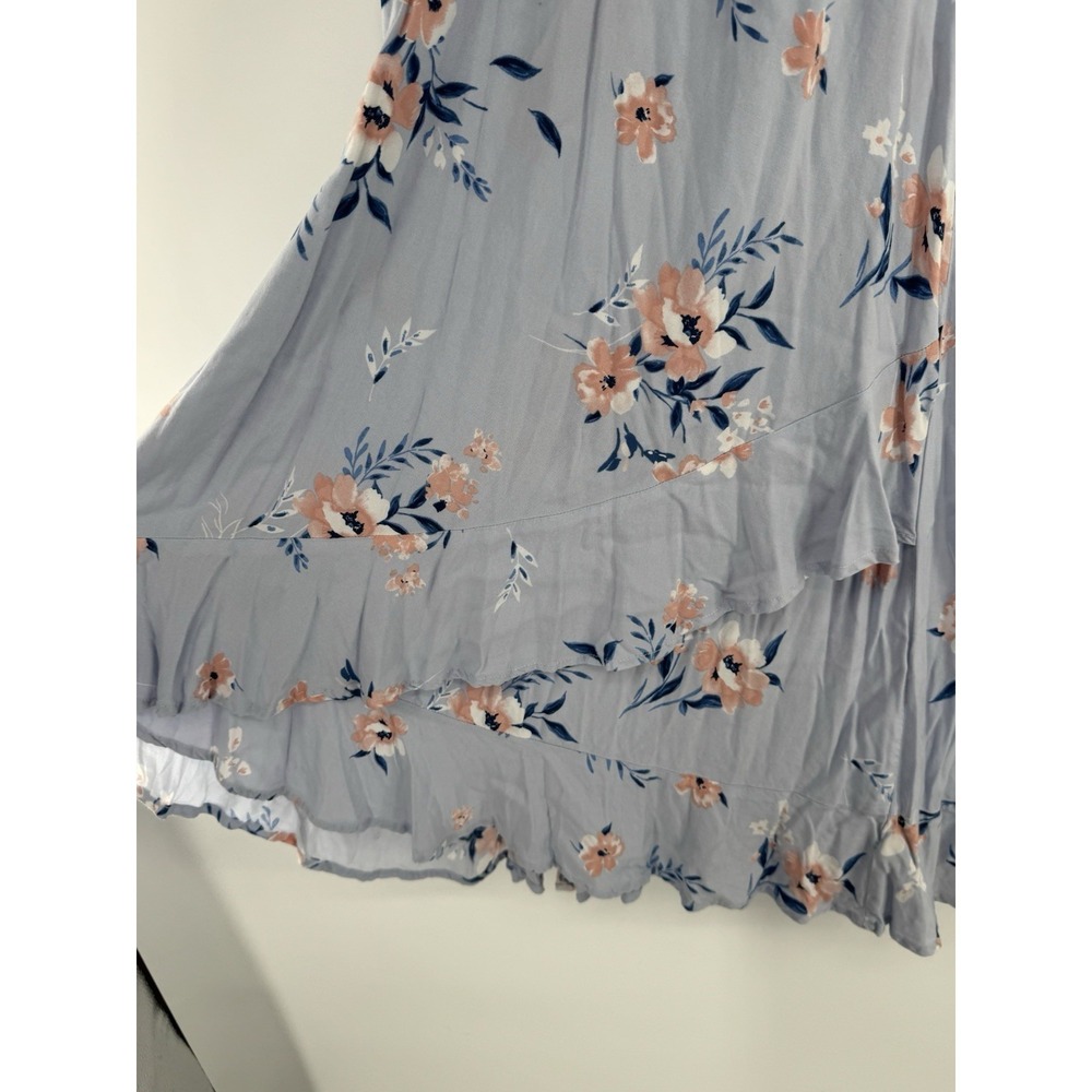 Torrid Purple Blue Dress Size 2 2X Floral Faux Wrap Asymmetrical Fairy Cottage - Picture 5 of 10